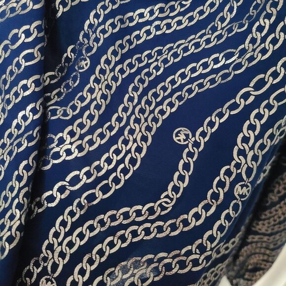 Michael Michael Kors Metallic Chain Link Print Off the Shoulder Ruffle Top XXL - Picture 3 of 8